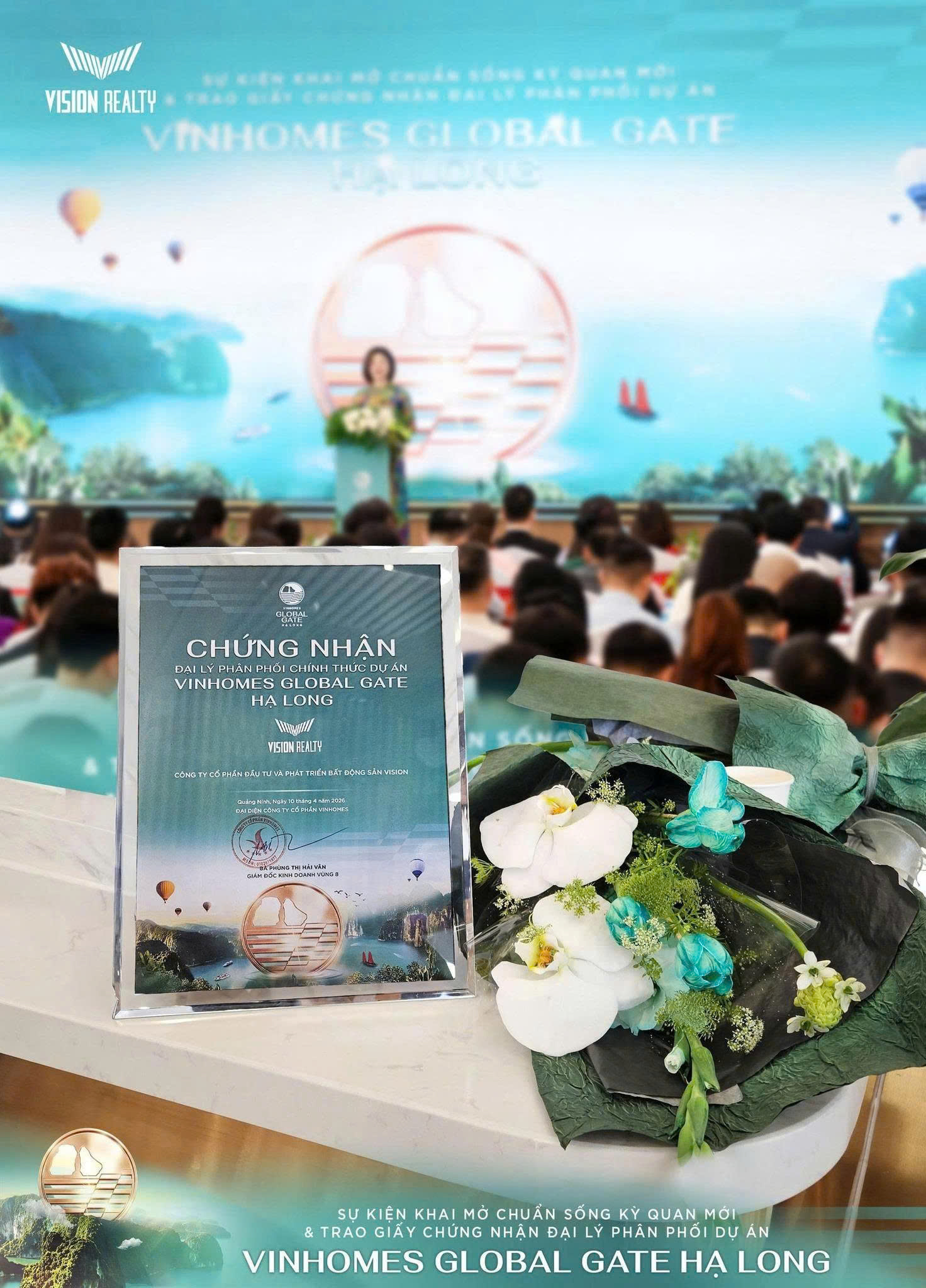 Giấy chứng nhận đại lý phân phối chính thức Vinhomes Global Gate Hạ Long cấp cho Vision Realty