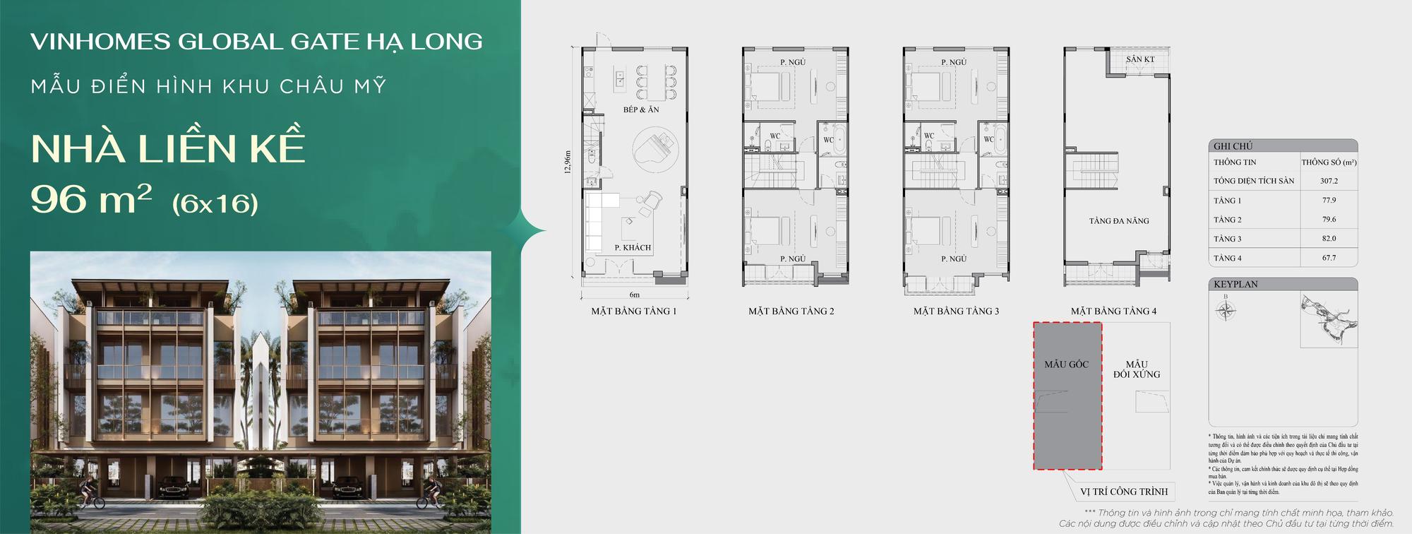 Nhà liền kề 96m² (6x16) Vinhomes Global Gate